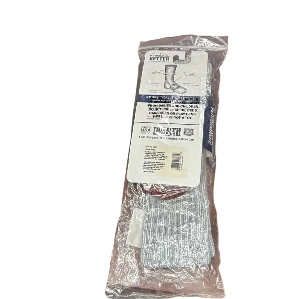 Duluth trading Company Men's Over Calf Tube Sport Socks Gray Size 8-9 USA Made